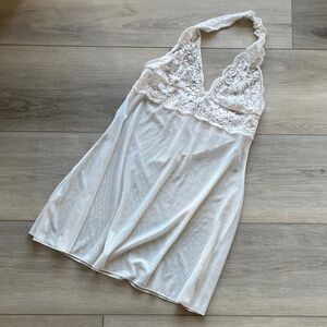 👗 White Sheer Lace Babydoll M